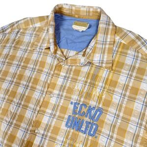 Ecko Unltd XXL Plaid Button Up Shirt Short Sleeve Streetwear Graphic Y2K Hip Hop